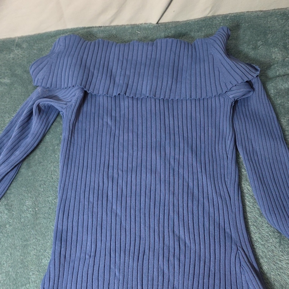 BCBGMaxAzria Blue Ribbed Sweater - Picture 3 of 3